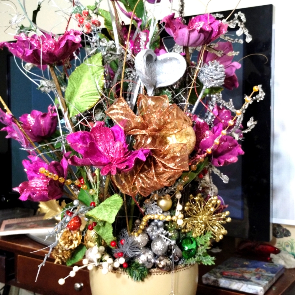 Holiday Floral Arrangement Beautiful Centerpiece Approximately 33 inches tall